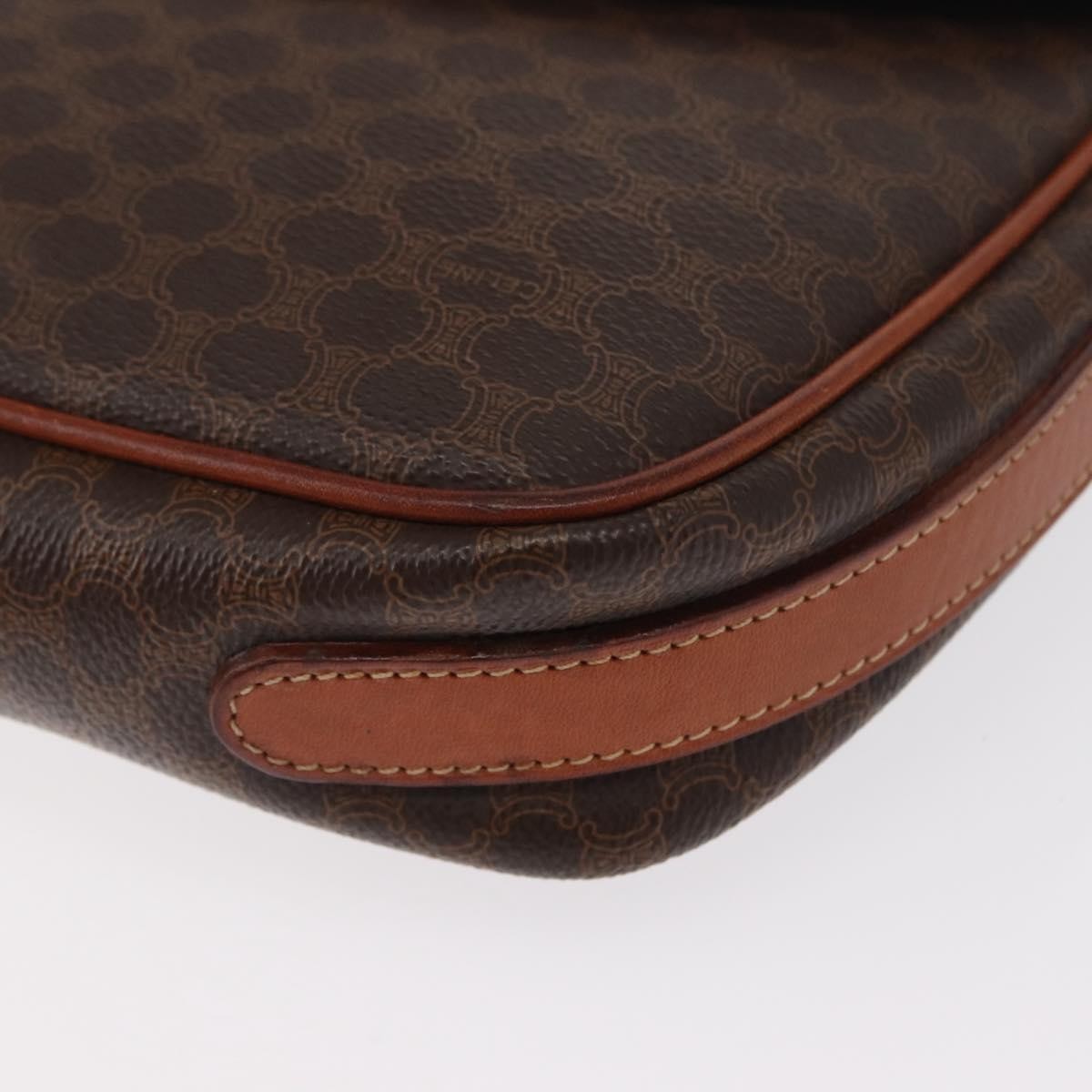 Celine Vintage Macadam Canvas And Leather Brown Canvas Shoulder Bag Bag (Pre-Owned)