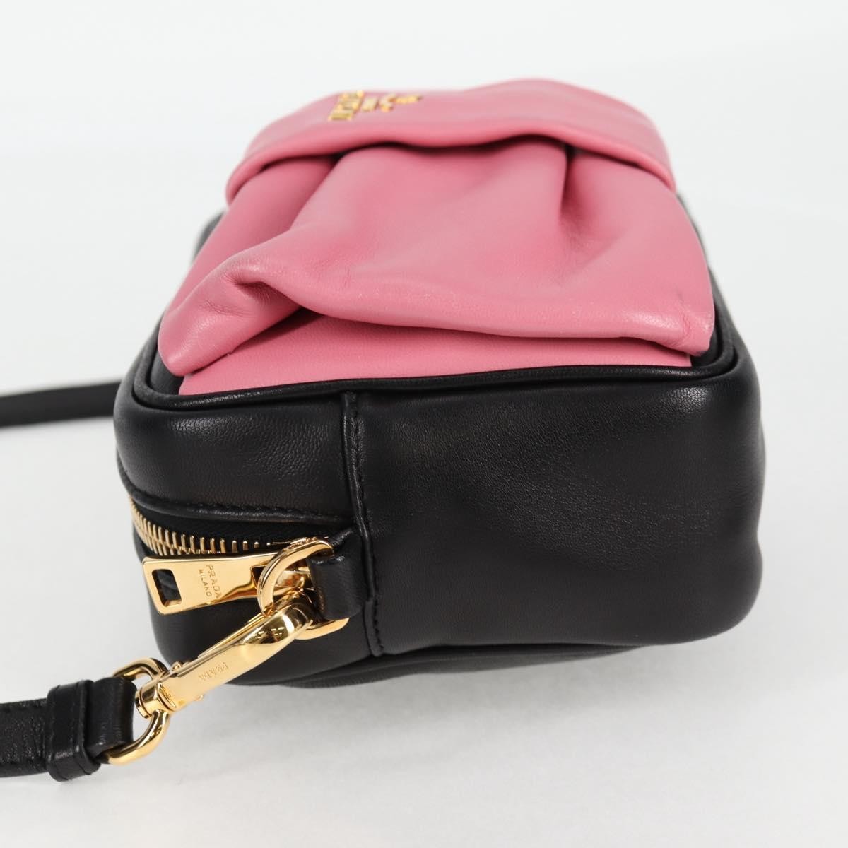 Prada Bow Camera Nappa Leather Black Leather Shoulder Bag Bag (Pre-Owned)