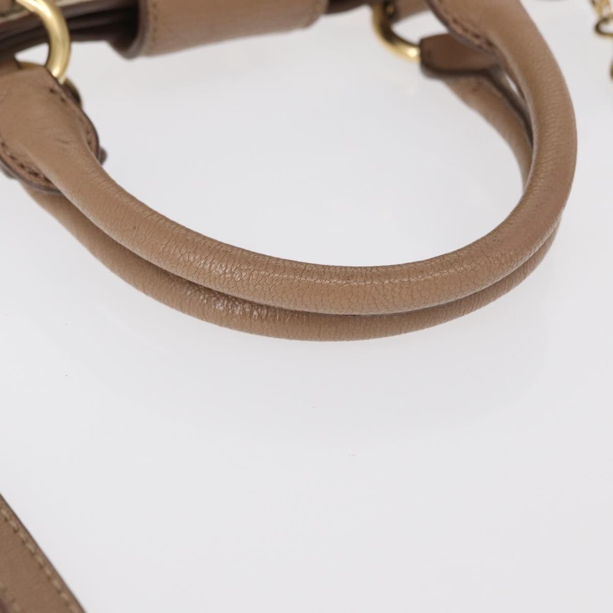 Miu Miu Madras Convertible Lock Tote Leather Beige Leather Handbag (Pre-Owned)