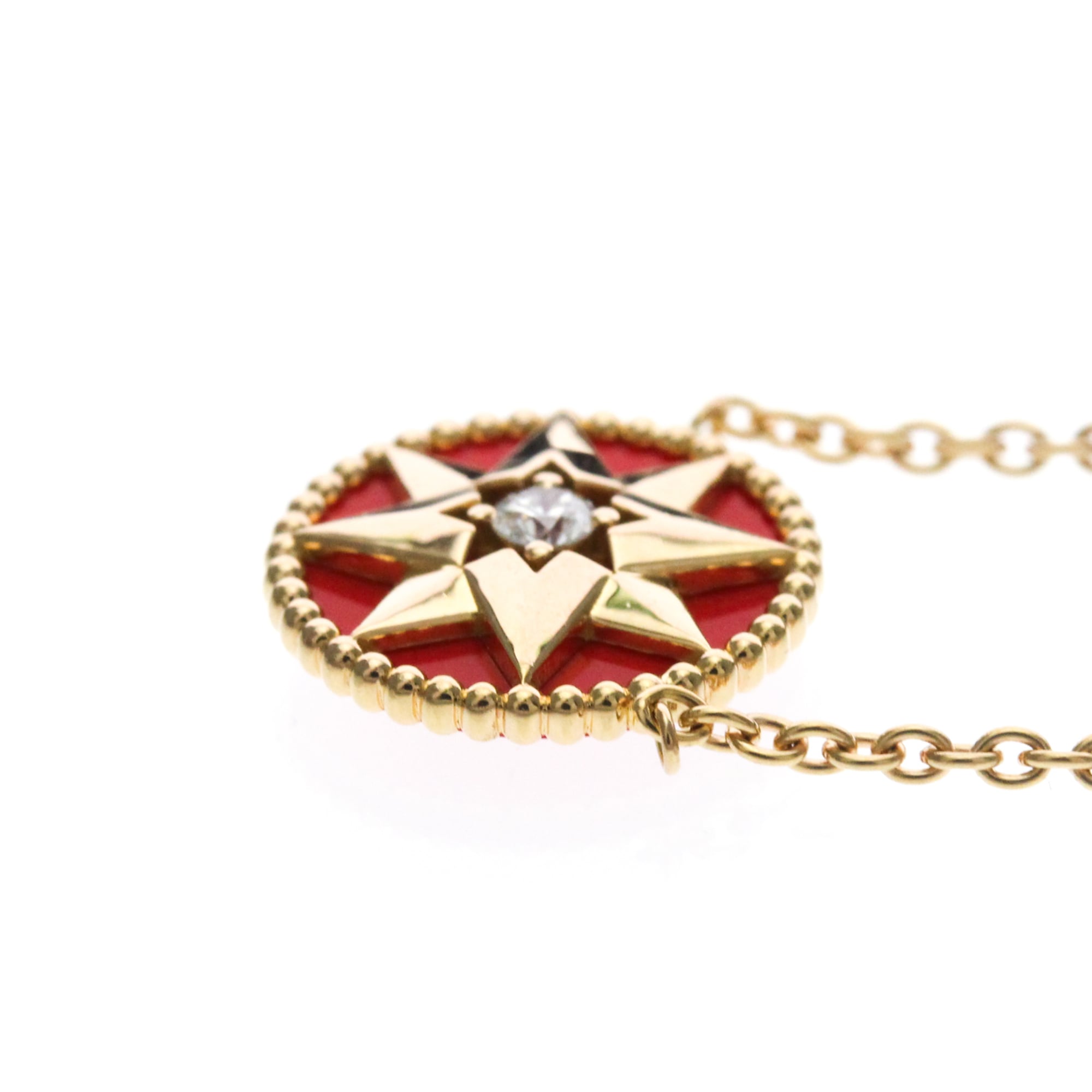 Christian Dior Rose Des Vents 18K Rose Gold With Diamonds Gold Pink_Gold Necklace Jewelry (Pre-Owned)