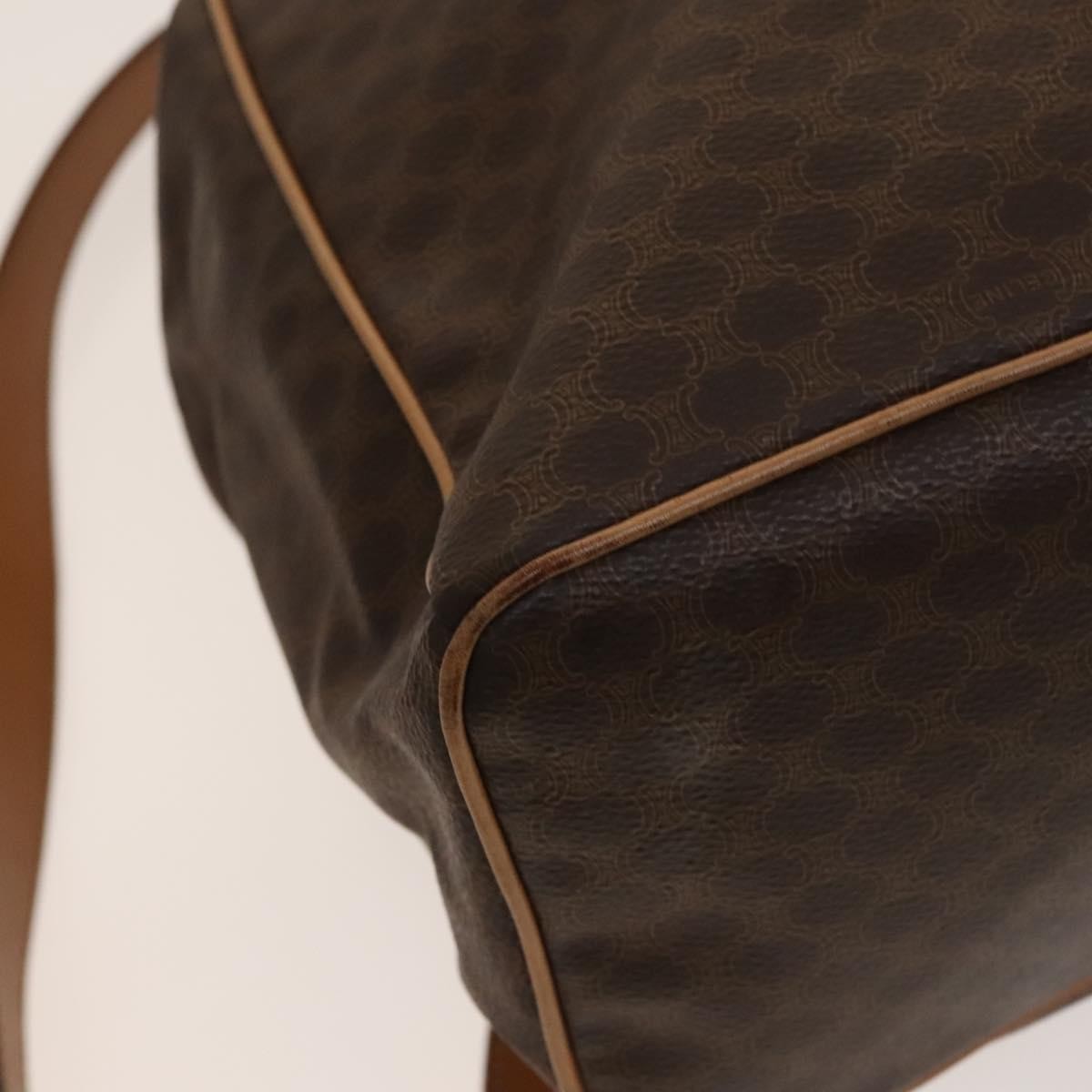 Celine Vintage Drawstring Flap Macadam Coated Canvas Brown Canvas Backpack Bag (Pre-Owned)