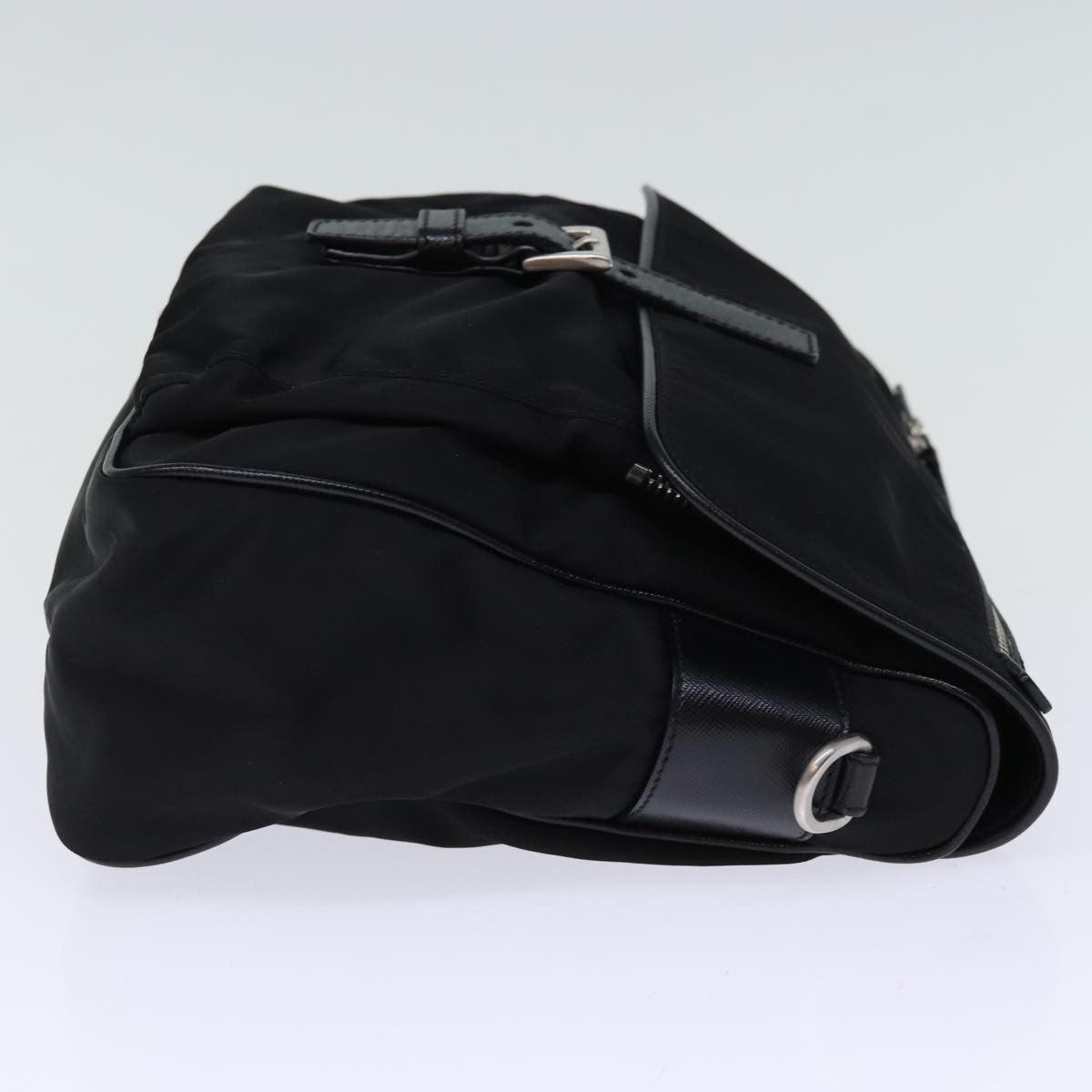 Prada Buckle Messenger Tessuto Black Nylon Shoulder Bag Bag (Pre-Owned)