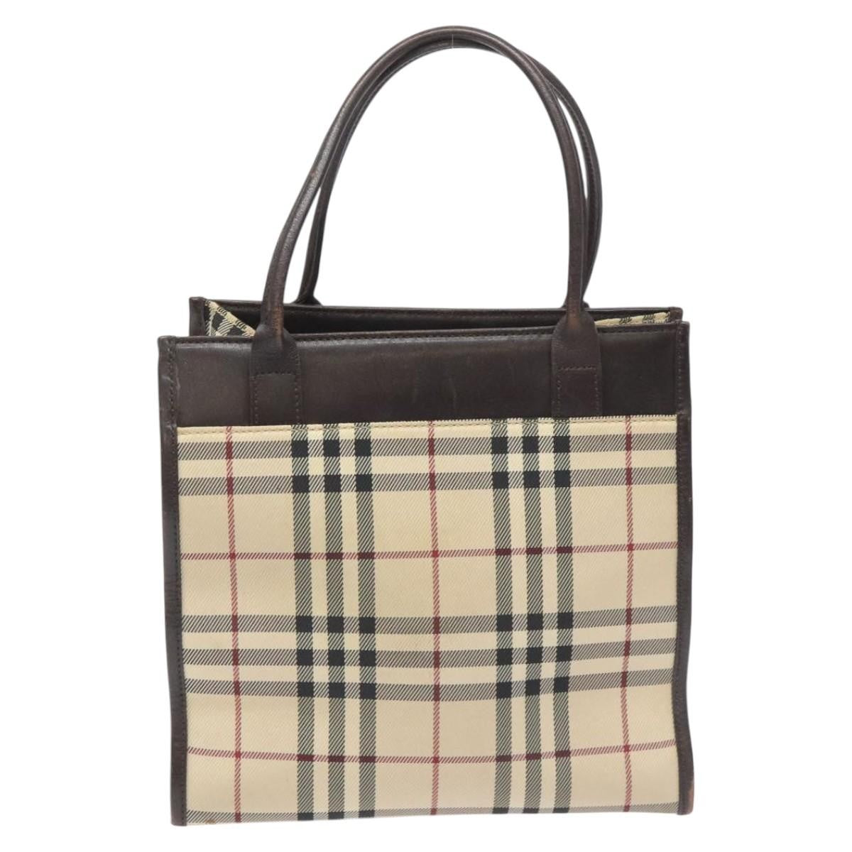 Burberry Nova Check Nylon Beige Nylon Handbag (Pre-Owned)