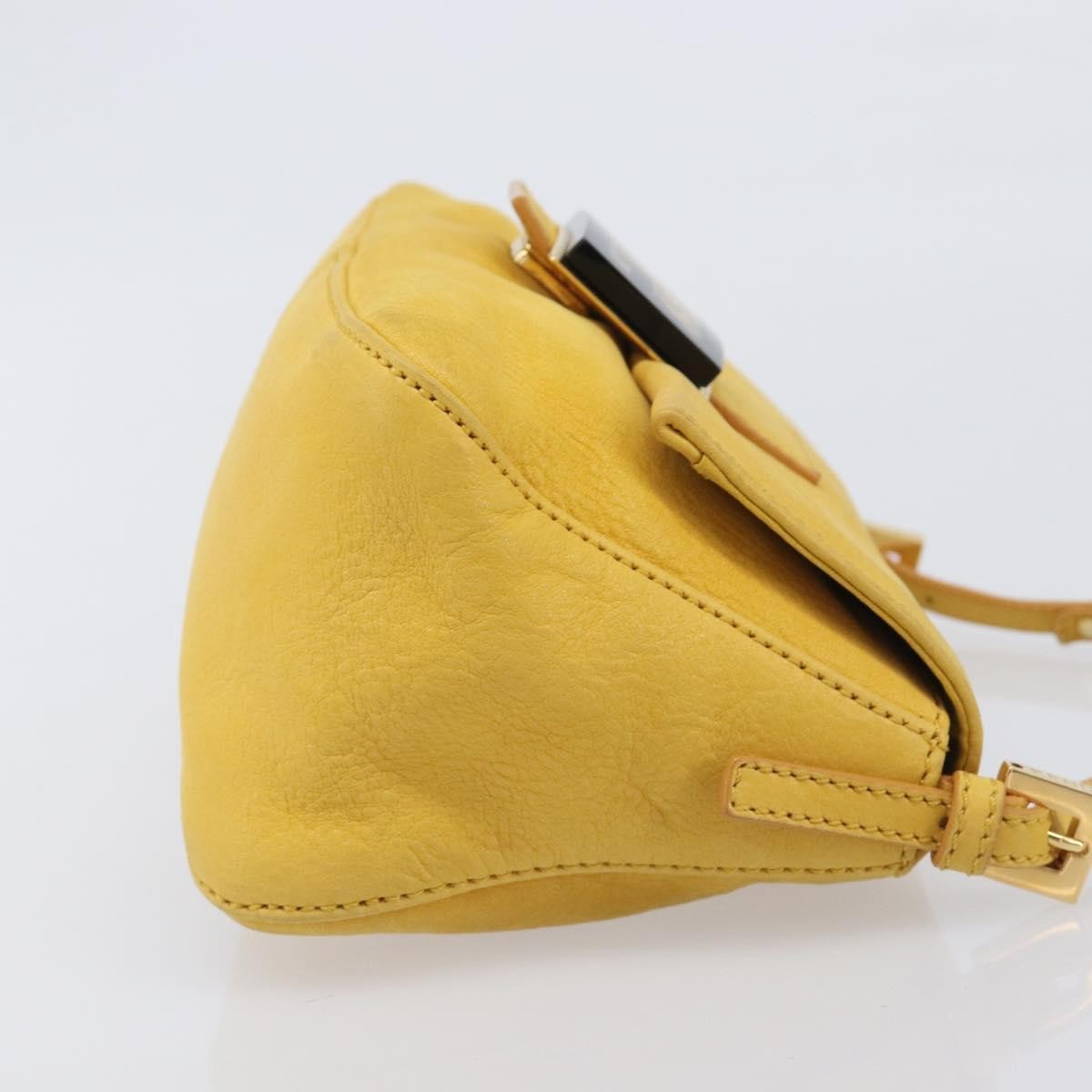 Fendi Fendi Mamma Baguette Monogram Canvas Yellow Leather Handbag (Pre-Owned)