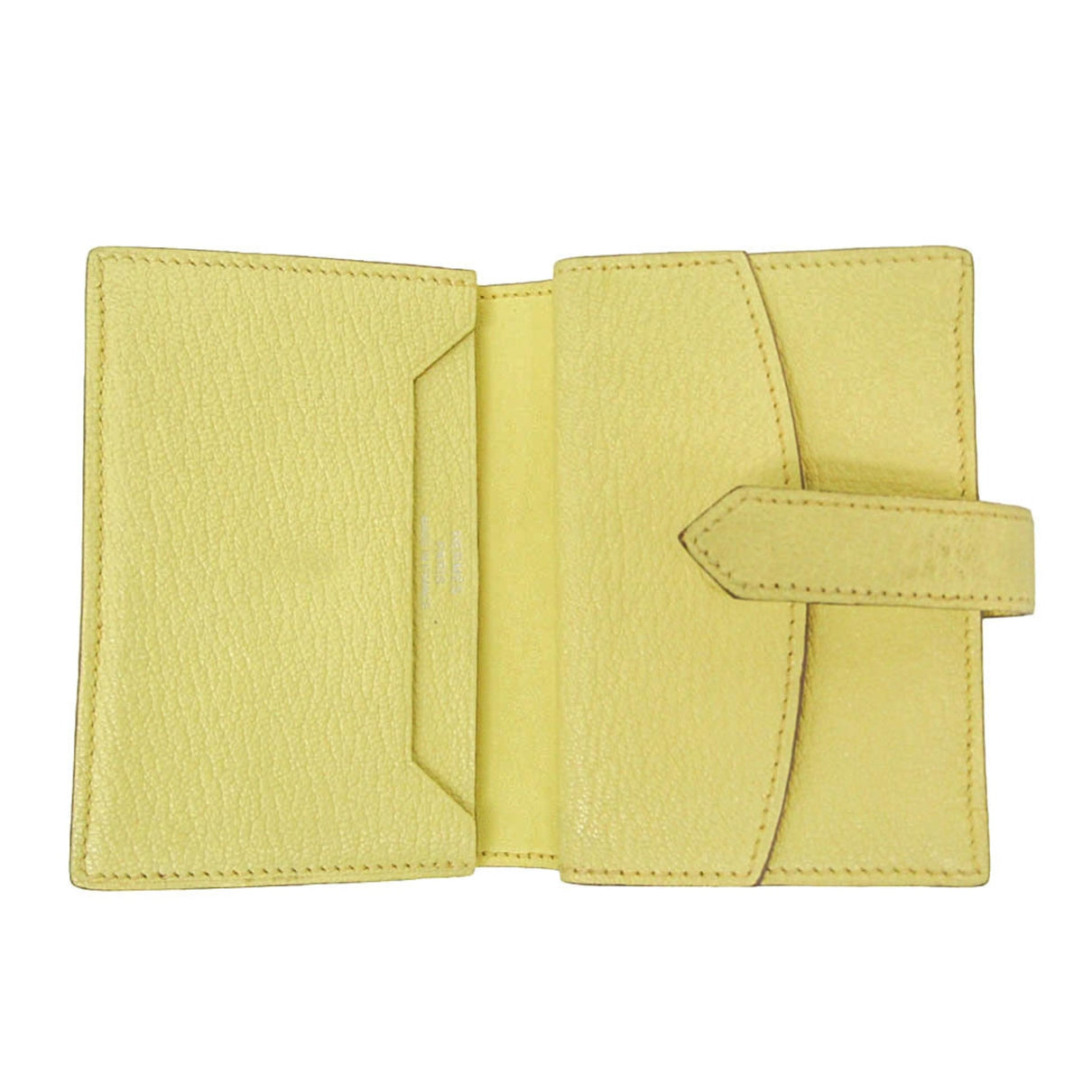 Hermes Bearn Chevre Mysore Yellow Leather Wallets Accessory (Pre-Owned)