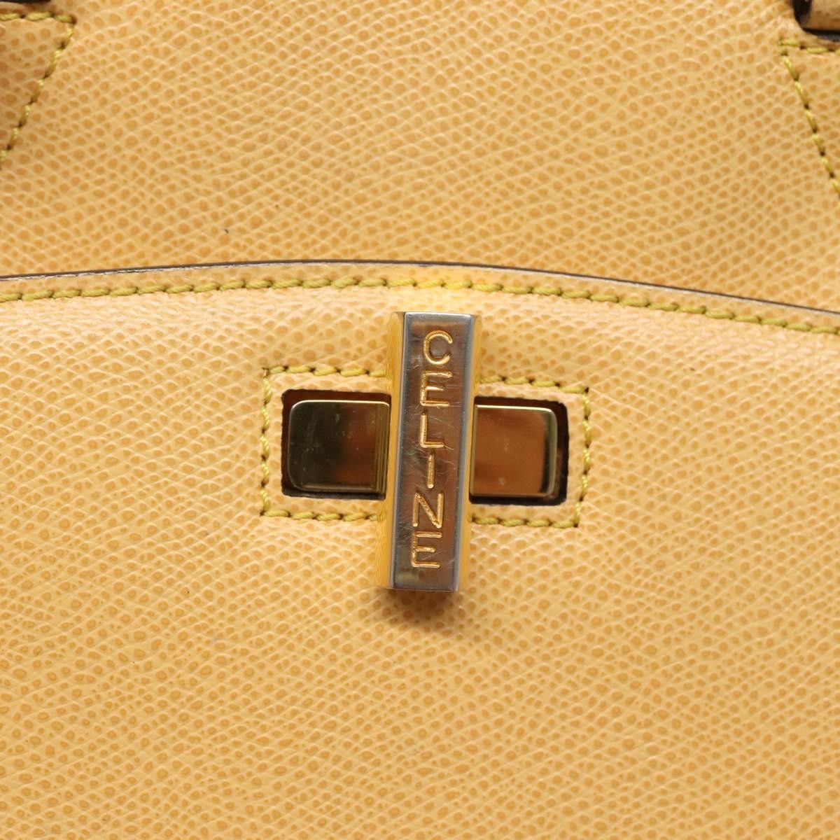 Celine Vintage Turnlock Leather Yellow Leather Handbag (Pre-Owned)