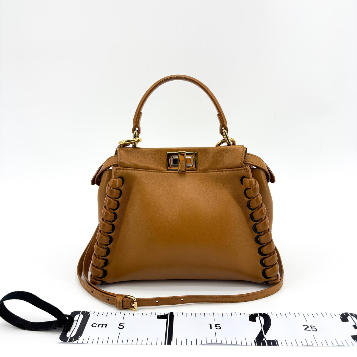 Fendi Peekaboo Whipstitch Leather Brown Leather Handbag (Pre-Owned)
