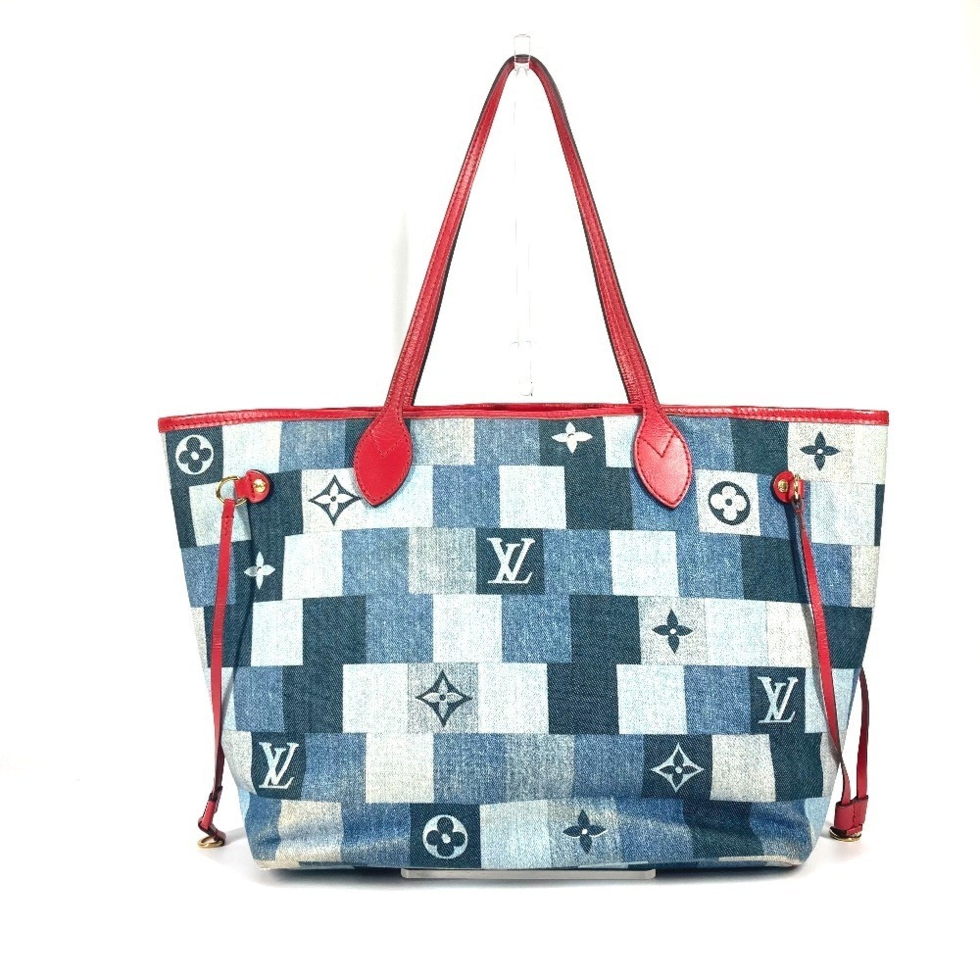 Louis Vuitton Neverfull Tote Damier And Monogram Patchwork Denim Blue Denim_Jeans Shoulder Bag Bag (Pre-Owned)