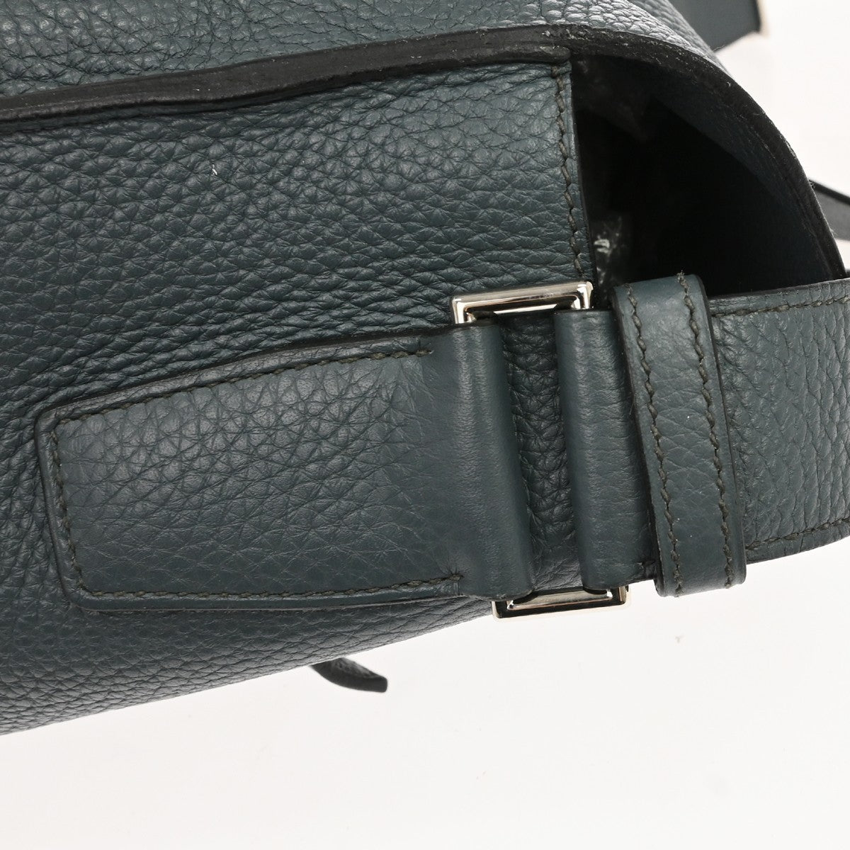 Hermes Alfred Messenger Clemence Gray Leather Handbag (Pre-Owned)