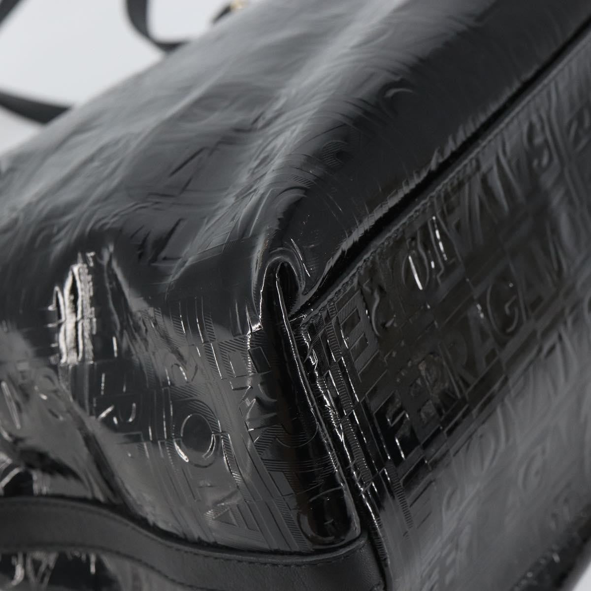 Salvatore Ferragamo Gancini Tote Patent Leather Black Patent_Leather Tote Bag Bag (Pre-Owned)