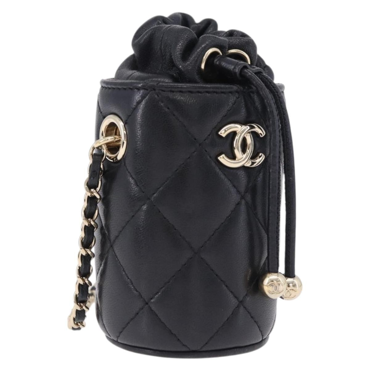Chanel Drawstring Bucket With Chain Quilted Lambskin Black Leather Shoulder Bag Bag (Pre-Owned)