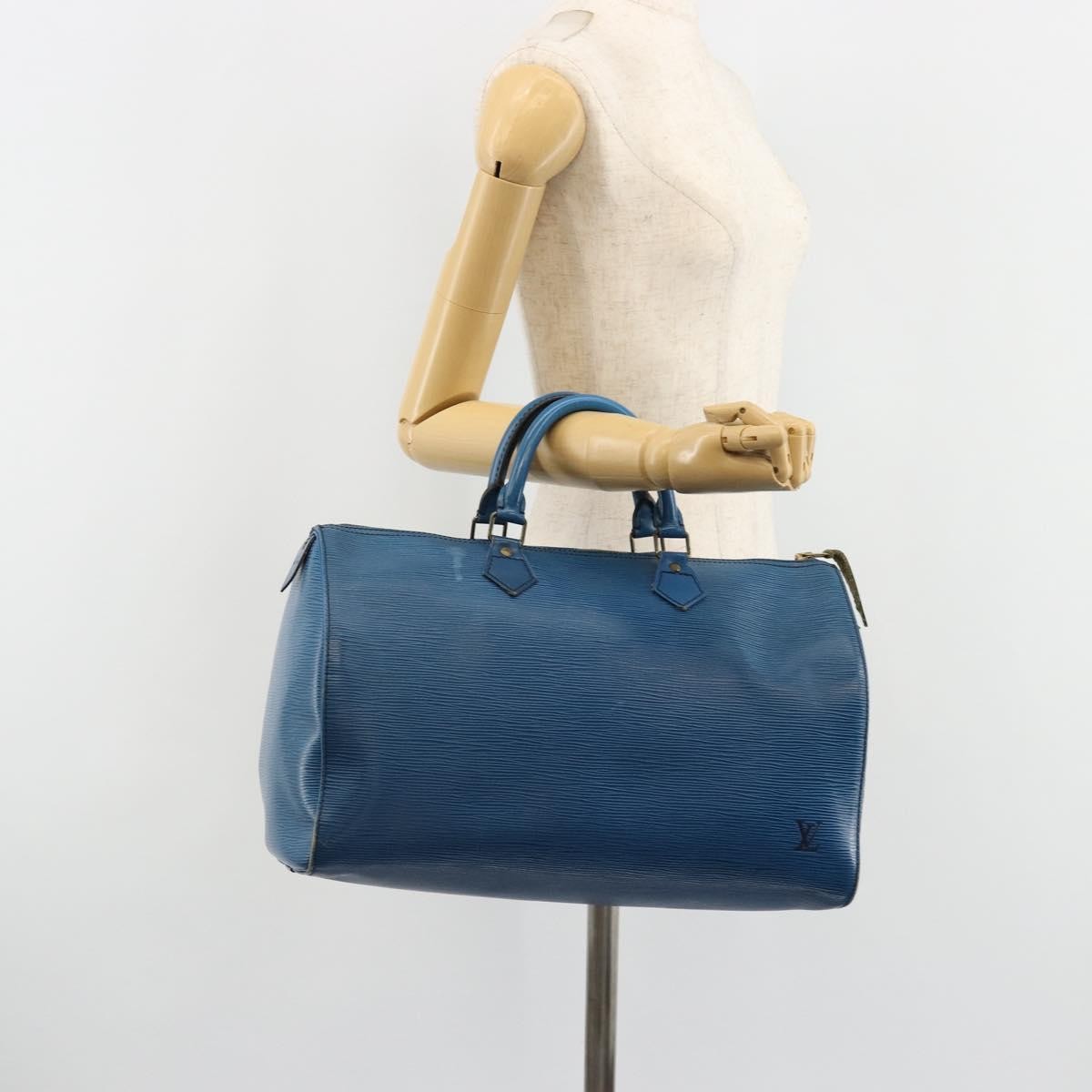 Louis Vuitton Speedy Epi Leather Blue Leather Handbag (Pre-Owned)
