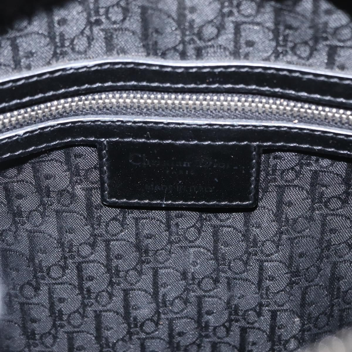 Christian Dior Lady Dior Cannage Stitch Patent Black Patent_Leather Handbag (Pre-Owned)