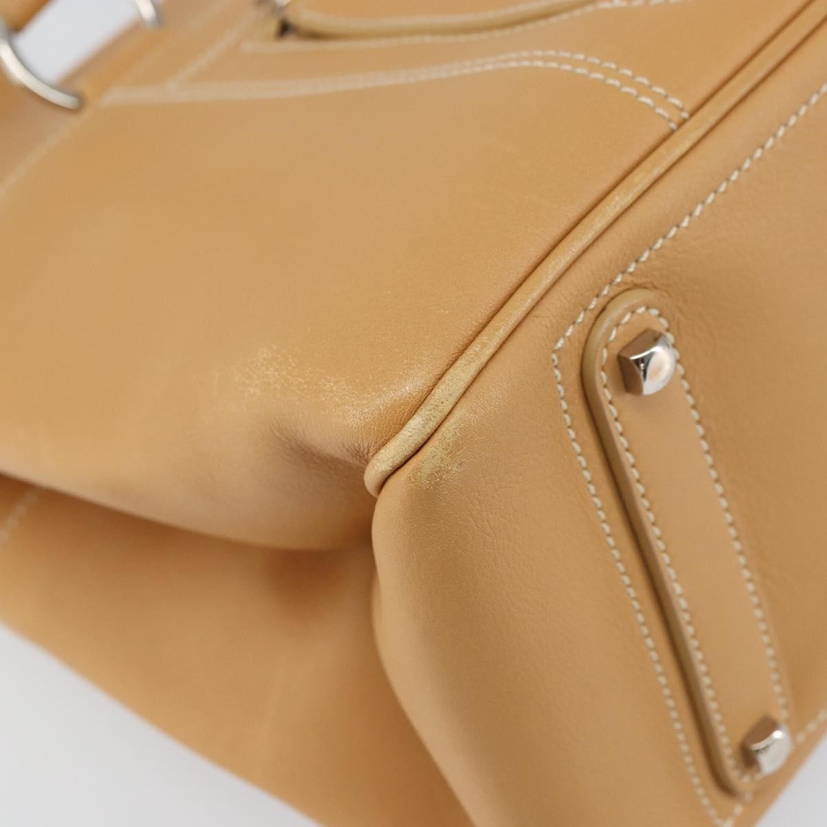 Salvatore Ferragamo Gancini Tote Leather Beige Leather Tote Bag Bag (Pre-Owned)