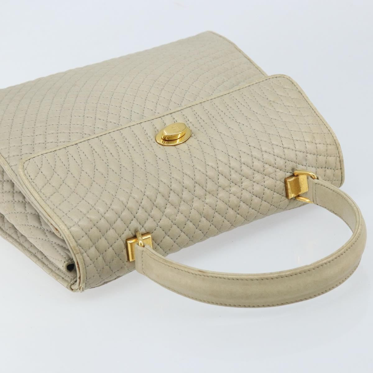 Bally Vintage Leather Beige Leather Handbag (Pre-Owned)