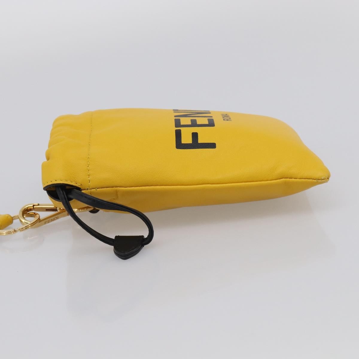 Fendi Logo Drawstring Leather Yellow Leather Handbag (Pre-Owned)