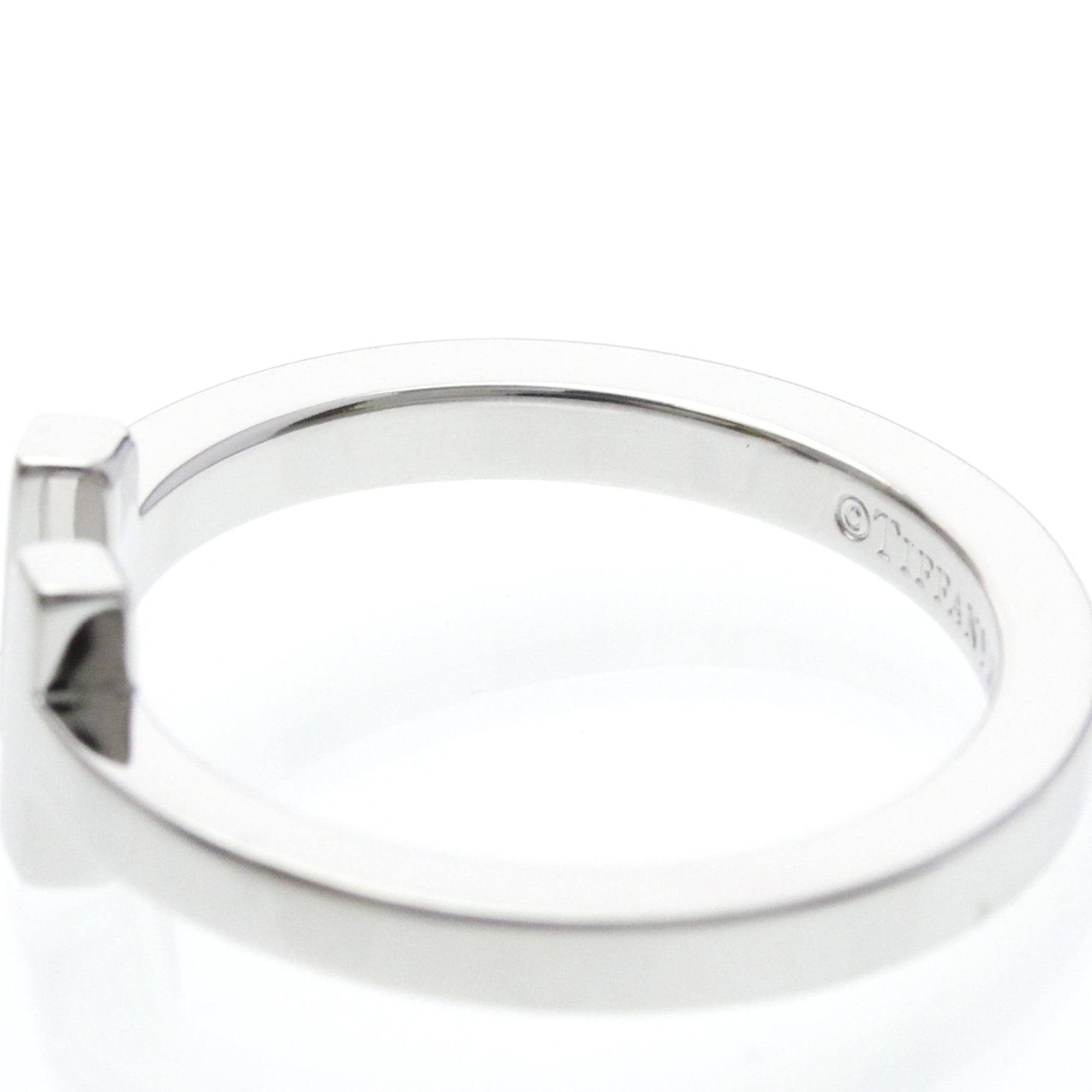 Tiffany & Co. T Square 18K White Gold Silver White_Gold Ring Jewelry (Pre-Owned)