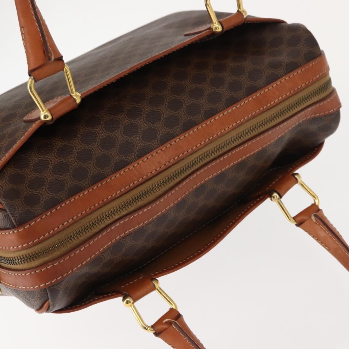 Celine Vintage Macadam Canvas And Leather Brown Canvas Handbag (Pre-Owned)