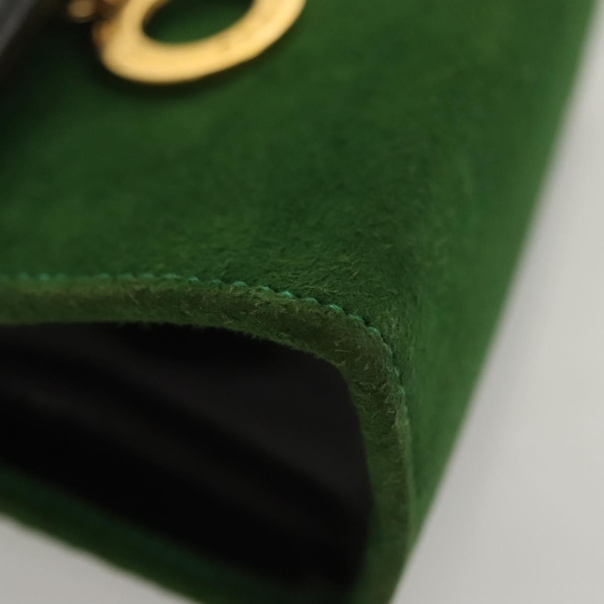Celine Circle Logo Suede Green Suede Clutche & Pouche Bag (Pre-Owned)