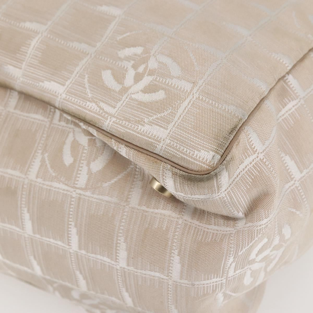 Chanel Travel Line Tote Nylon Beige Nylon Bag (Pre-Owned)