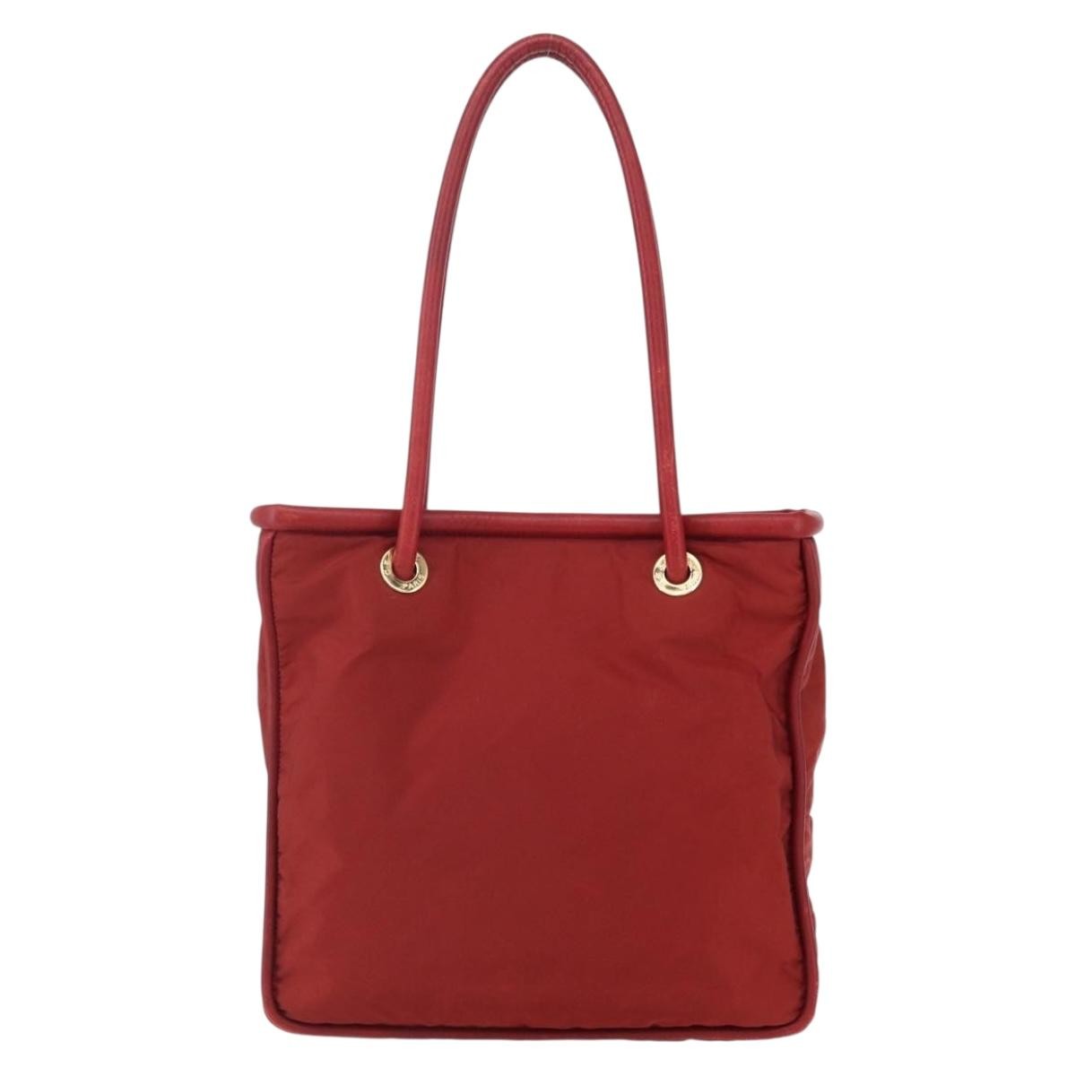 Celine Tote Nylon Red Nylon Tote Bag Bag (Pre-Owned)