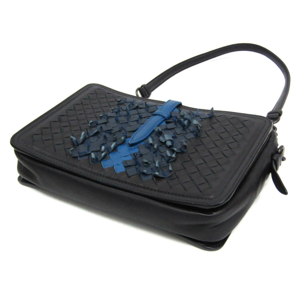 Bottega Veneta Belt Flap Camera Intrecciato Nappa Navy Leather Shoulder Bag Bag (Pre-Owned)