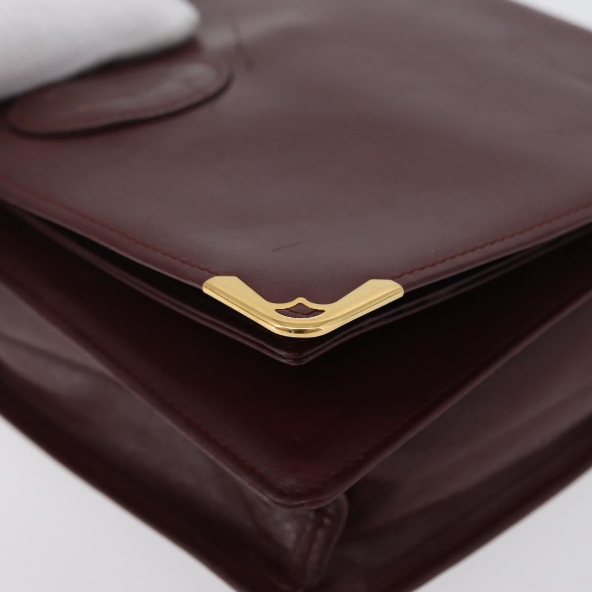 Cartier Must De Cartier Clutch Leather Burgundy Leather Clutche & Pouche Bag (Pre-Owned)