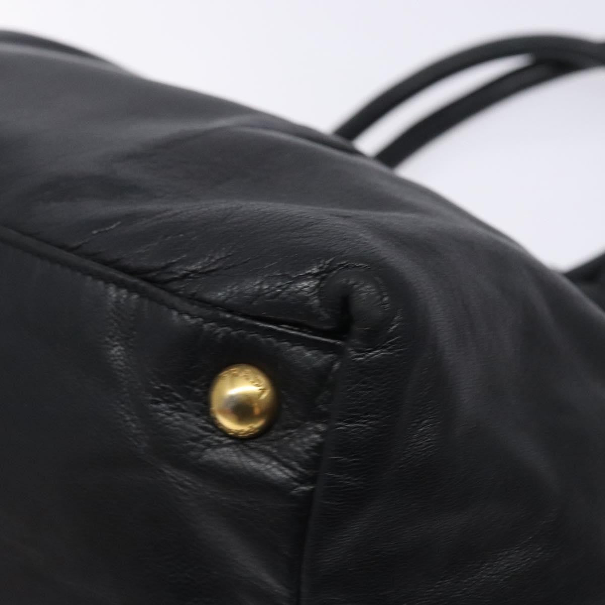 Prada Bow Tote Leather Black Leather Tote Bag Bag (Pre-Owned)
