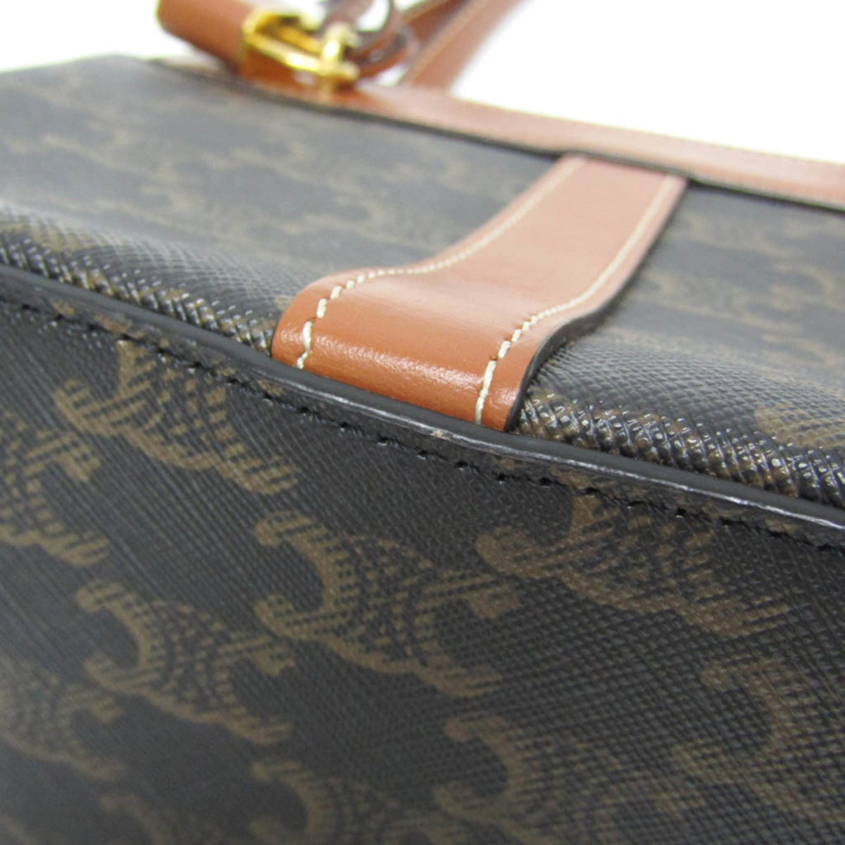 Celine Teen Cabas De France Triomphe Coated Canvas Brown Canvas Handbag (Pre-Owned)