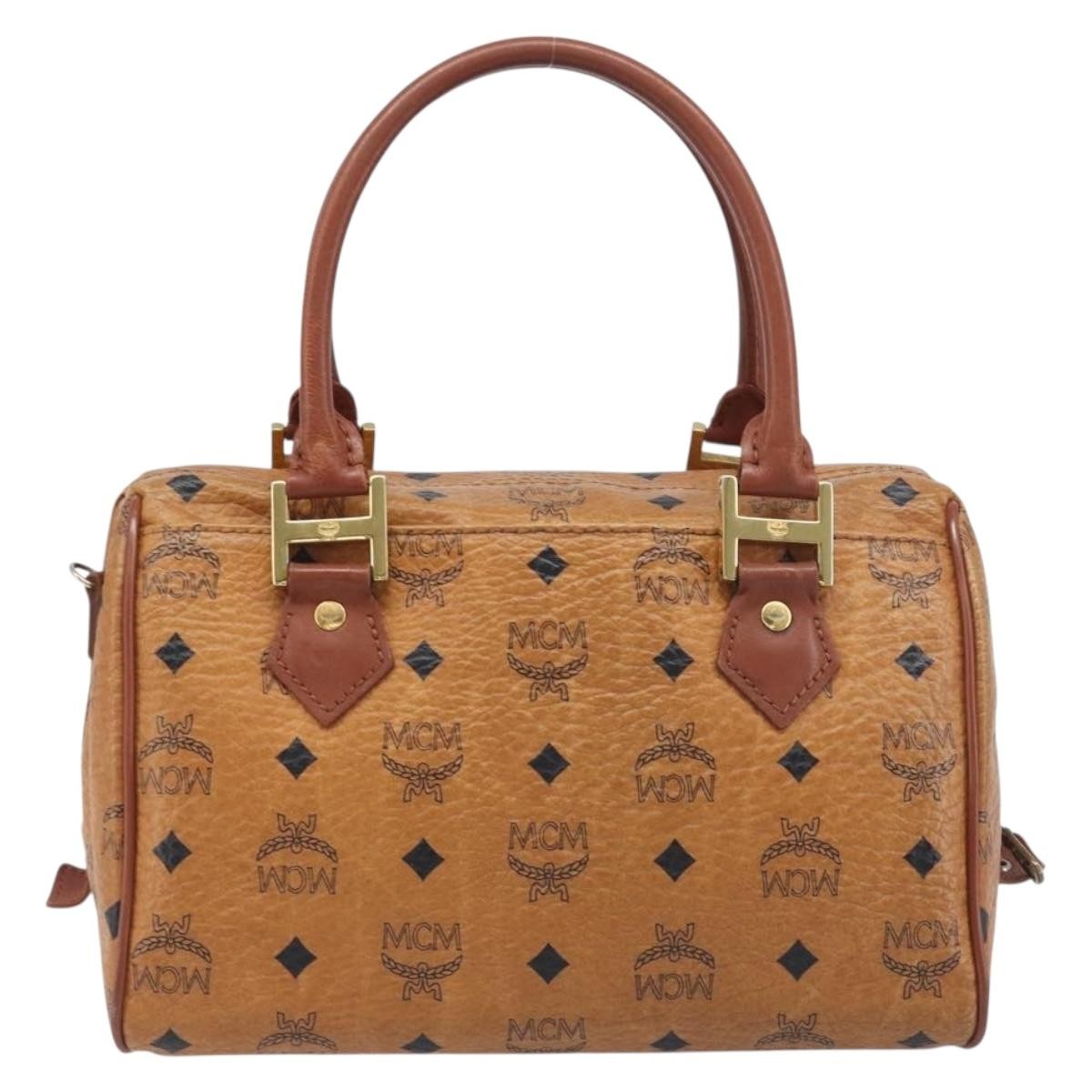 MCM Visetos Logogramme Leather Brown Leather Handbag (Pre-Owned)