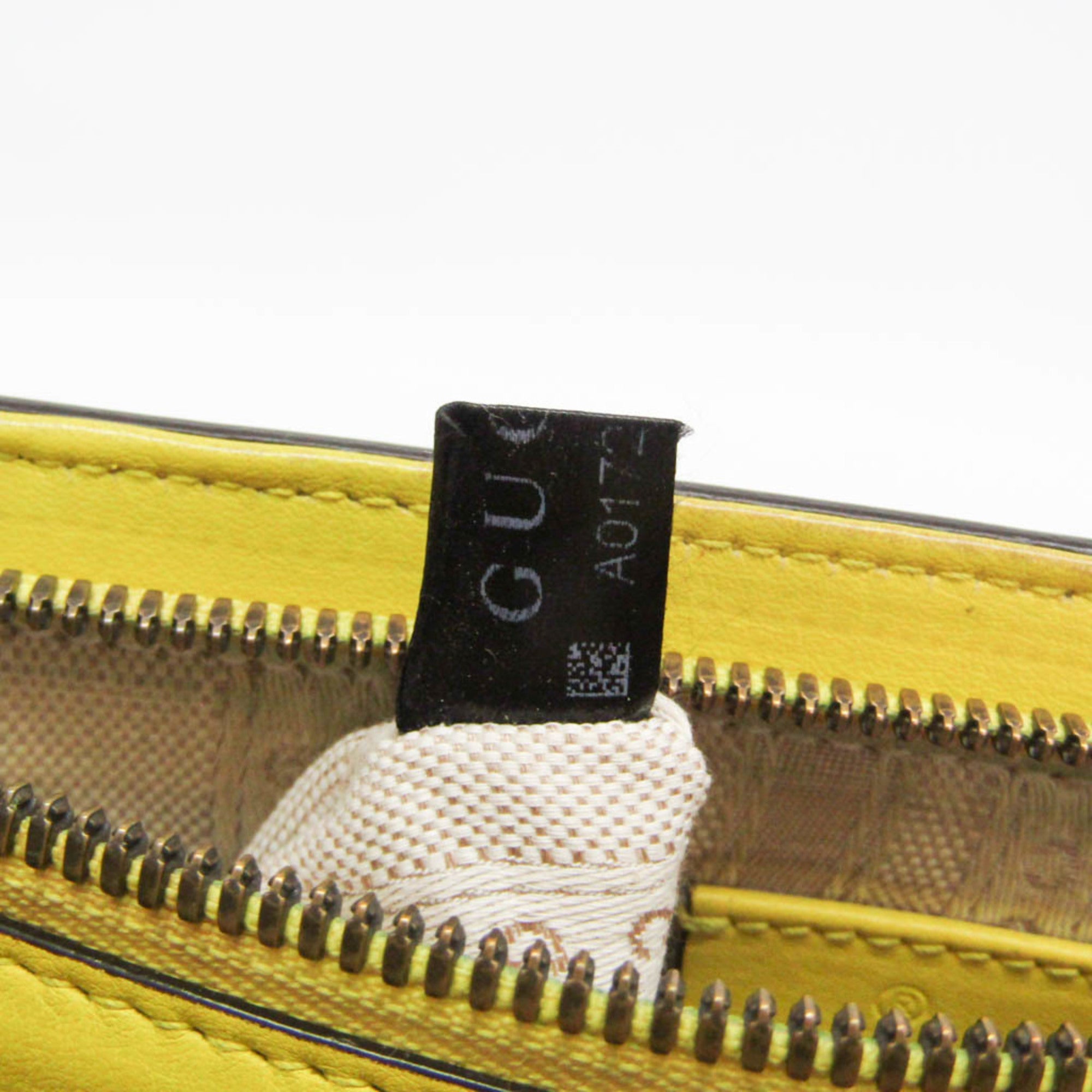 Gucci Bright Bit Convertible Tote Patent Leather Yellow Patent_Leather Handbag (Pre-Owned)