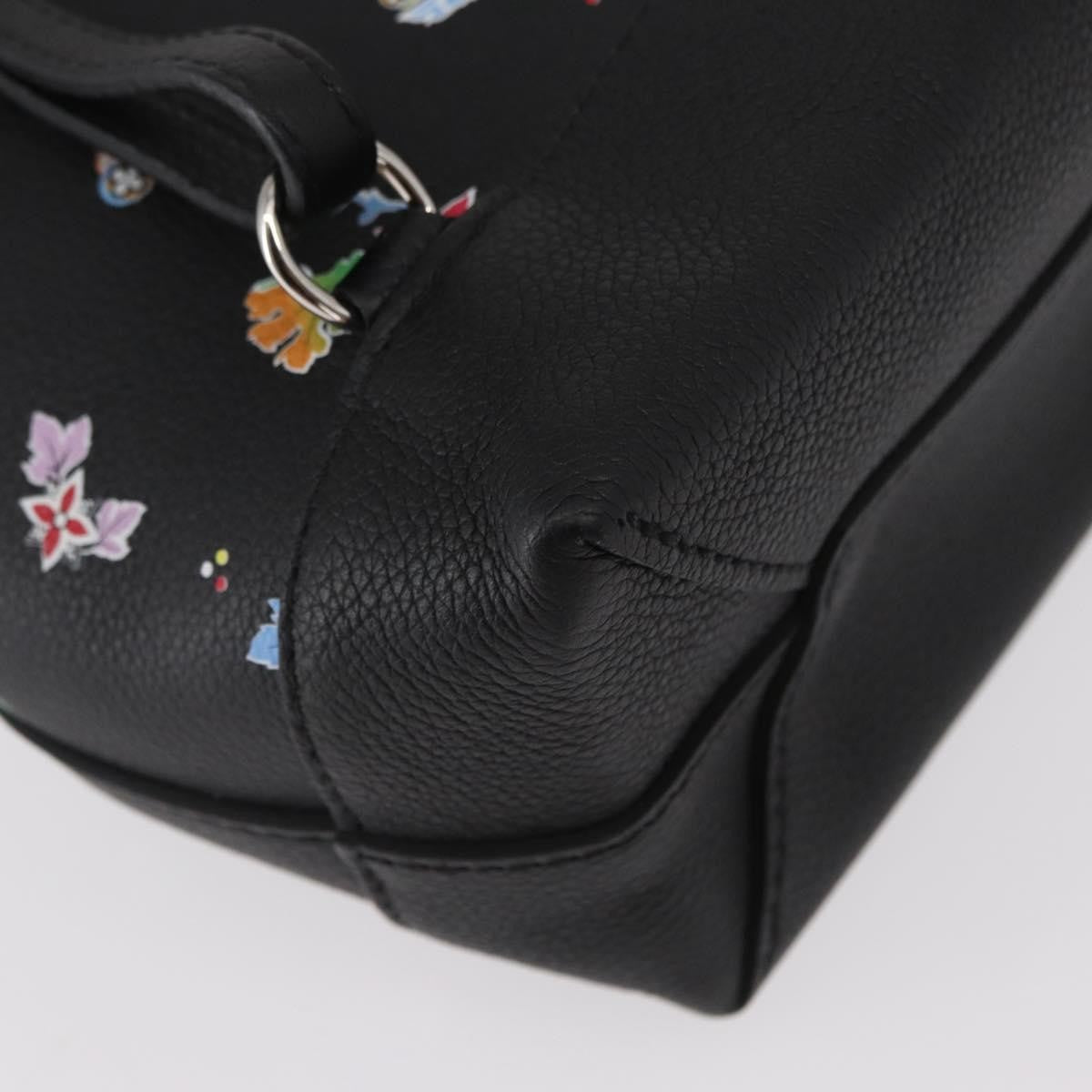 Louis Vuitton Lockme Floral Printed Leather Black Leather Backpack Bag (Pre-Owned)