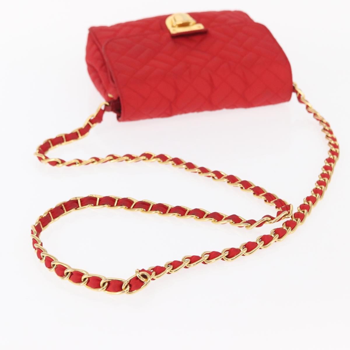 Prada Pushlock Chain Flap Quilted Tessuto Red Nylon Shoulder Bag Bag (Pre-Owned)