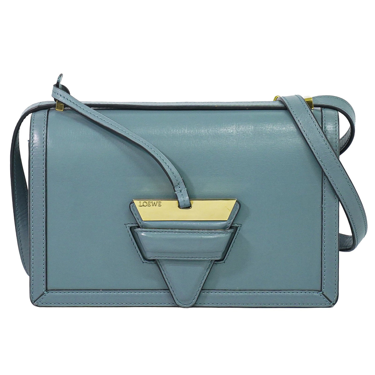 Loewe Barcelona Leather Blue Leather Shoulder Bag Bag (Pre-Owned)