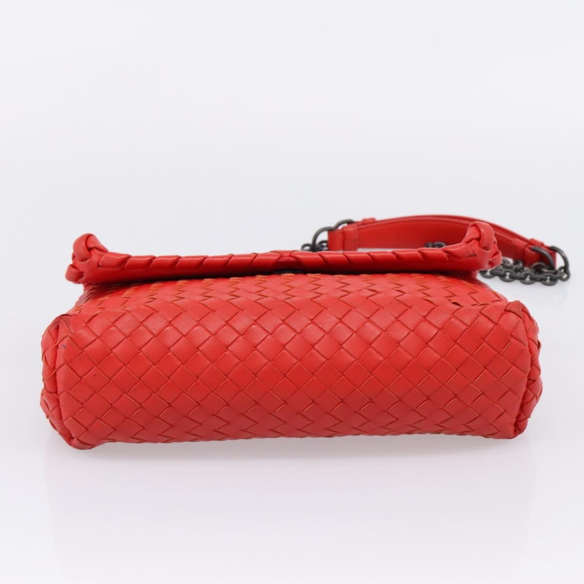 Bottega Veneta Olimpia Intrecciato Nappa Red Leather Shoulder Bag Bag (Pre-Owned)