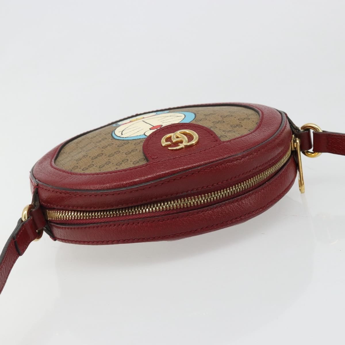 Gucci Doraemon Round Printed Mini Gg Coated Canvas Beige Canvas Shoulder Bag Bag (Pre-Owned)