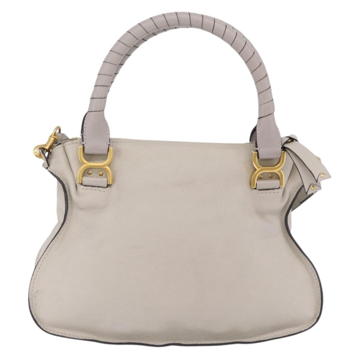 Chloe Marcie Satchel Leather Gray Leather Handbag (Pre-Owned)