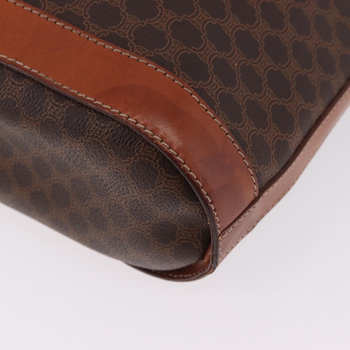 Celine Vintage Macadam Shopper Coated Canvas Brown Canvas Tote Bag Bag (Pre-Owned)