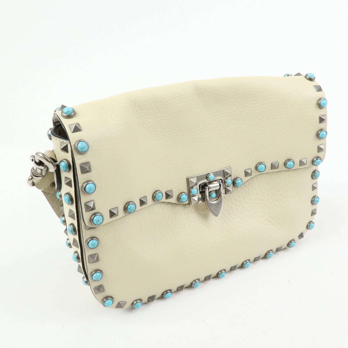Valentino Garavani Rolling Rockstud Leather With Cabochons Multicolour Leather Crossbody Bag Bag (Pre-Owned)