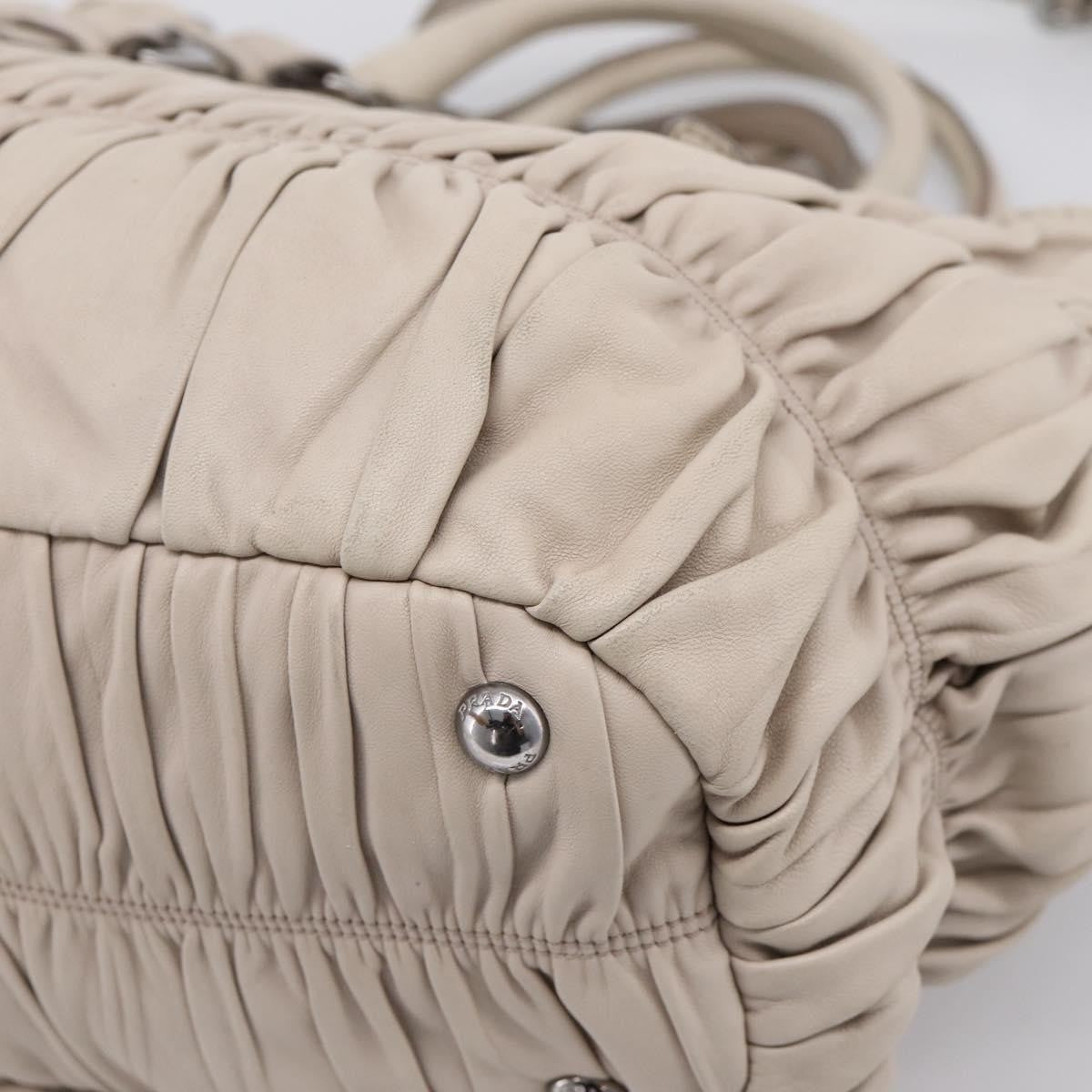 Prada Gaufre Convertible Nappa Leather Beige Leather Tote Bag Bag (Pre-Owned)