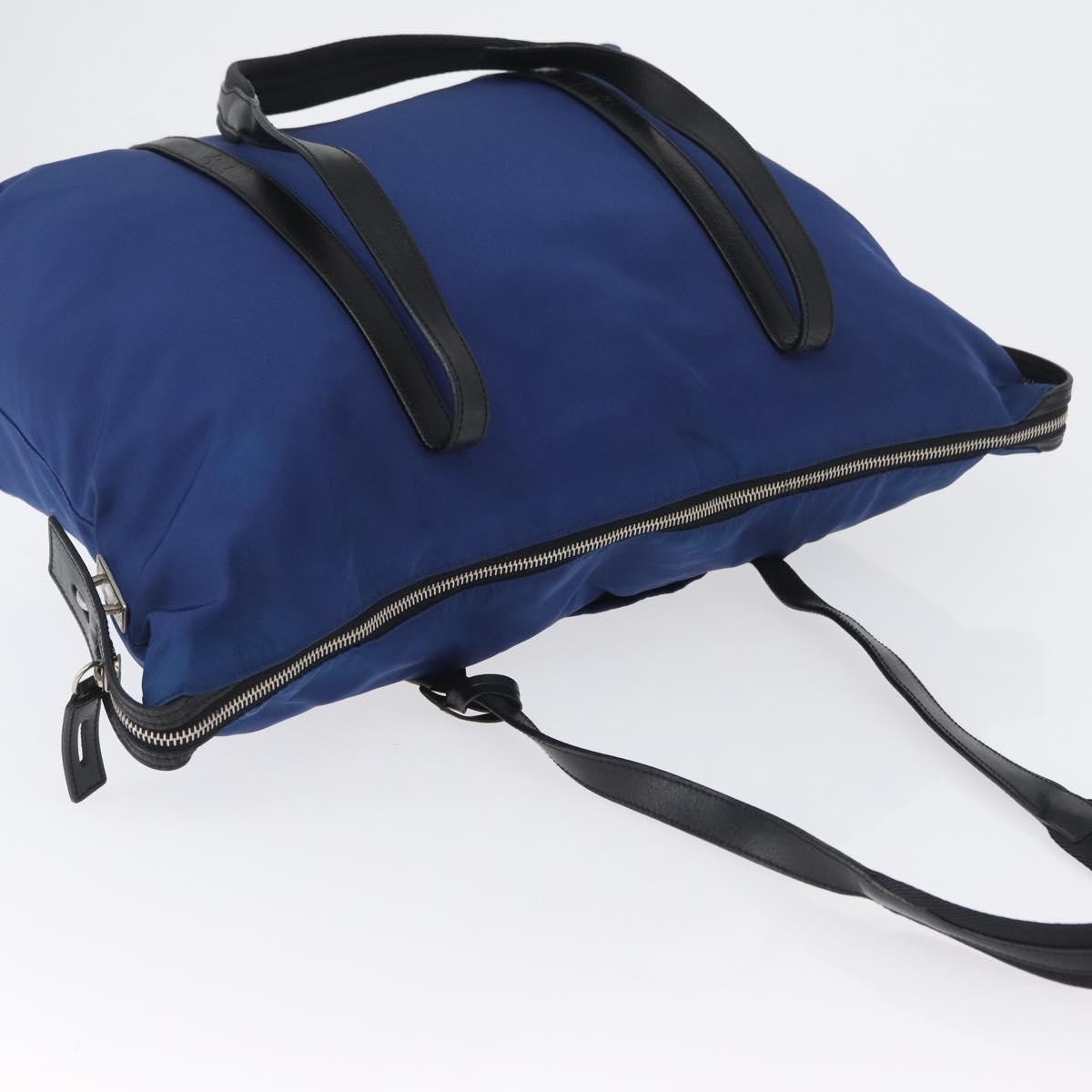 Prada Vintage Tote Tessuto Blue Nylon Tote Bag Bag (Pre-Owned)