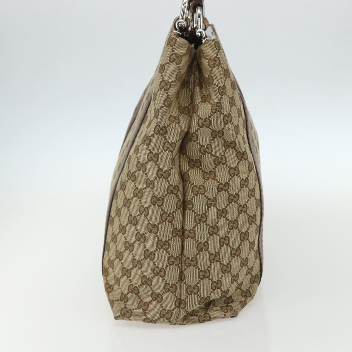 Gucci Bamboo Bar Gg Canvas Beige Canvas Tote Bag Bag (Pre-Owned)