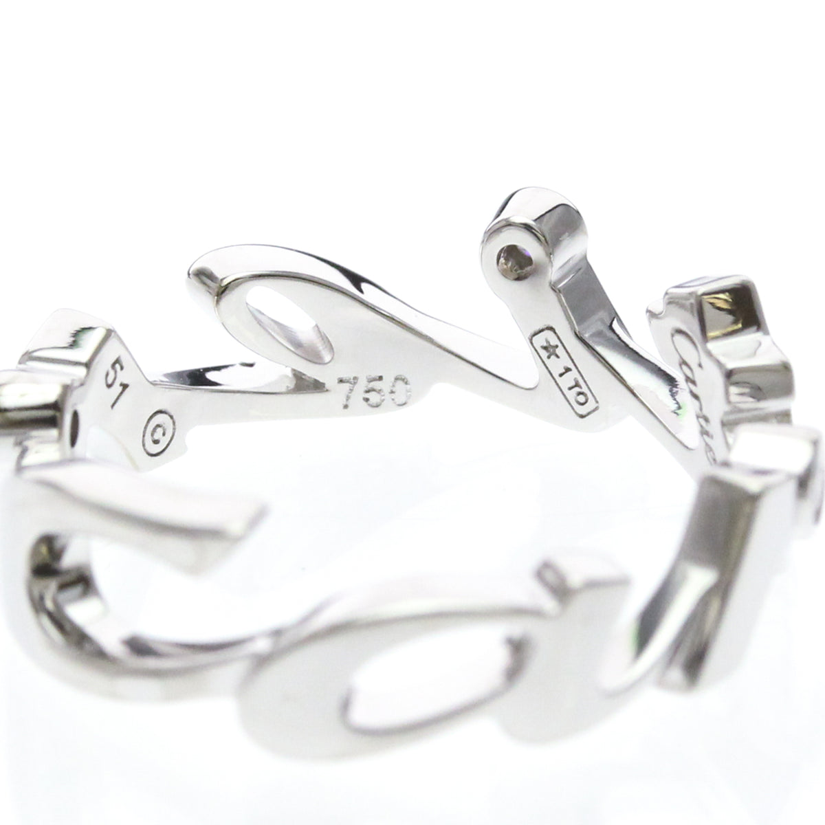Cartier Signature 18K White Gold Silver White_Gold Ring Jewelry (Pre-Owned)