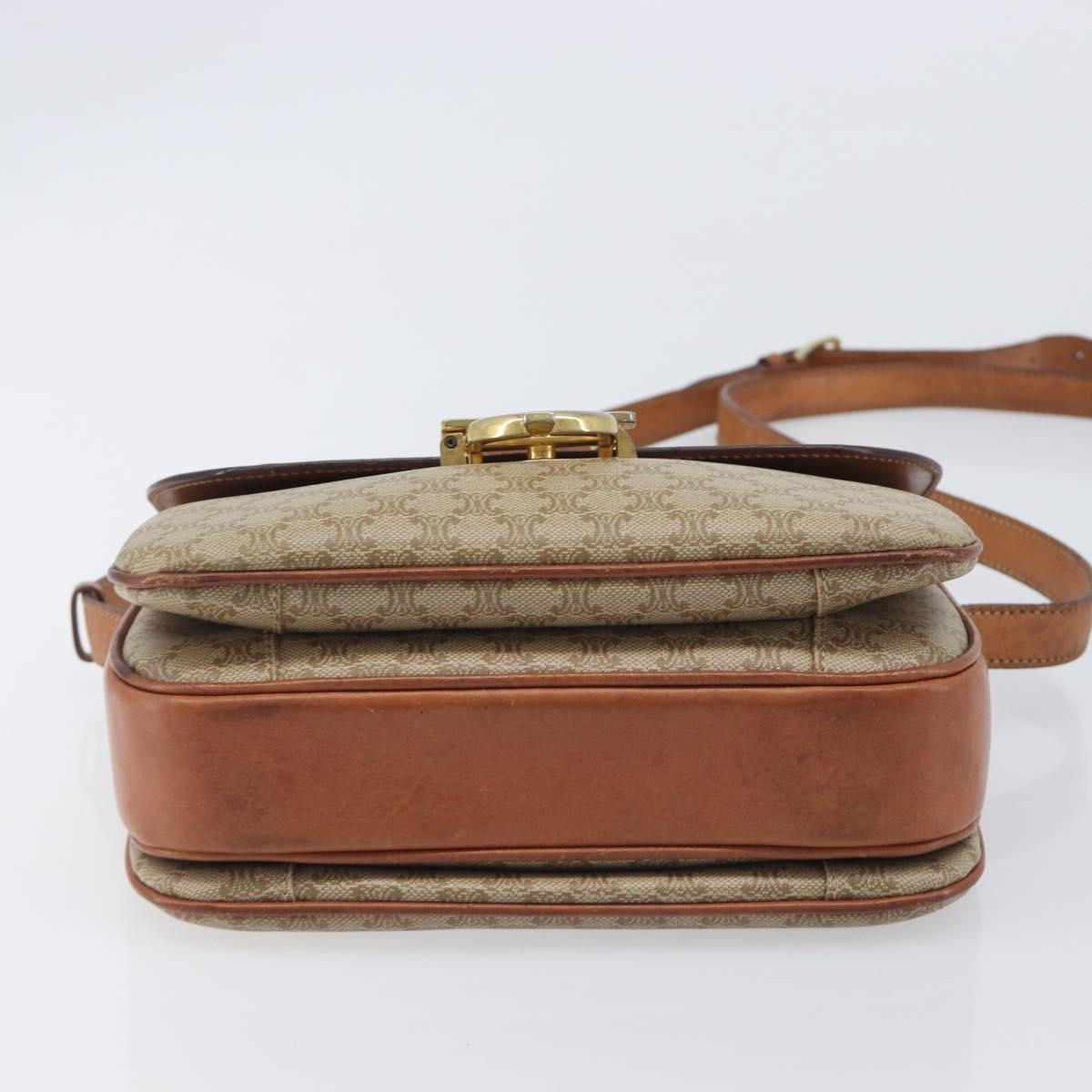 Celine Macadam Shoulder Canvas Beige Canvas Crossbody Bag Bag (Pre-Owned)