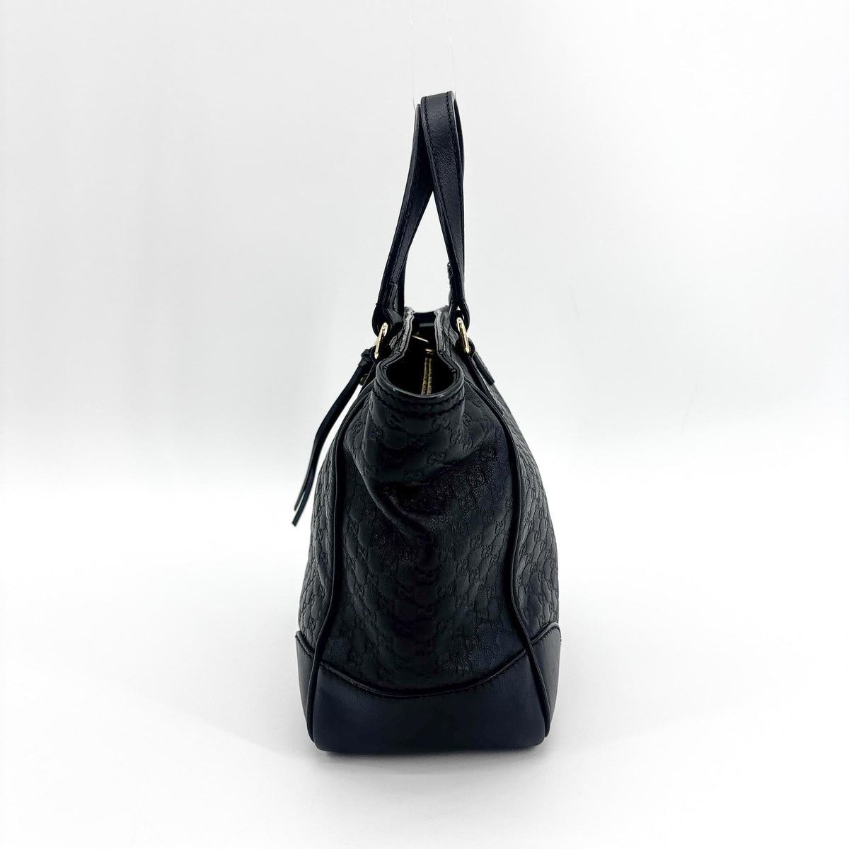 Gucci Bree Microguccissima Leather Black Leather Tote Bag Bag (Pre-Owned)