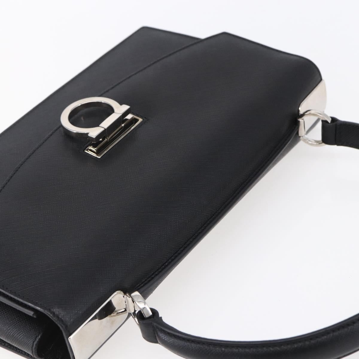 Salvatore Ferragamo Gancini Leather Black Leather Shoulder Bag Bag (Pre-Owned)
