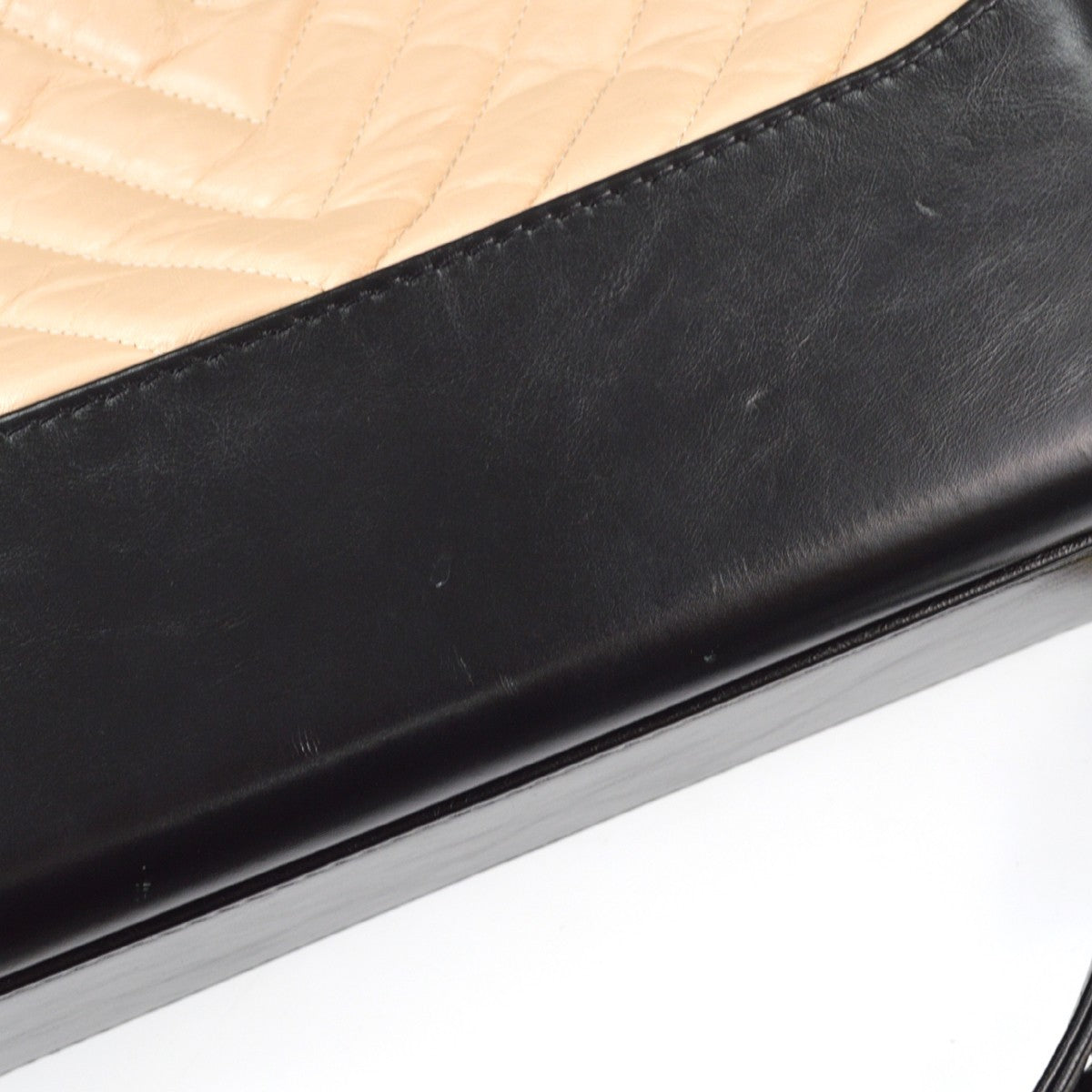 Chanel So Black Gabrielle Hobo Quilted Aged Calfskin Beige Leather Shoulder Bag Bag (Pre-Owned)