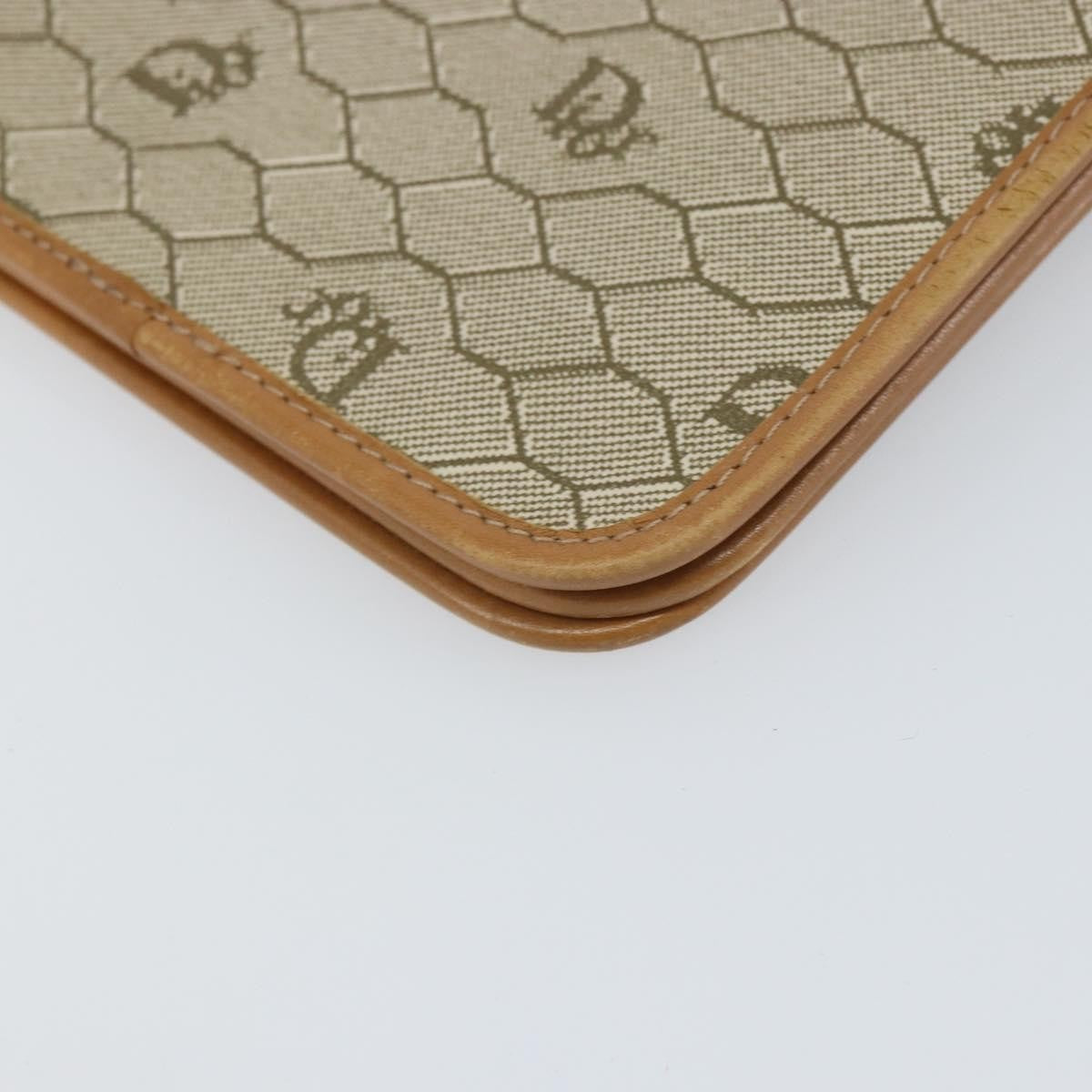 Christian Dior Vintage Honeycomb Clutch Canvas Beige Canvas Clutche & Pouche Bag (Pre-Owned)