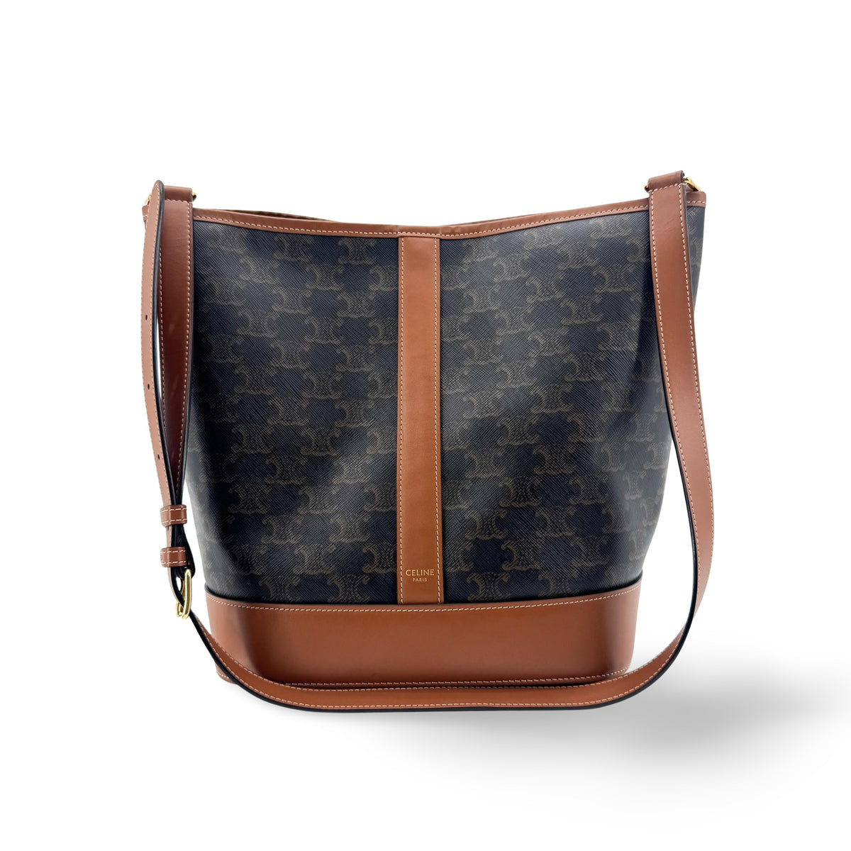 Celine Bucket Triomphe Coated Canvas Brown Canvas Shoulder Bag Bag (Pre-Owned)