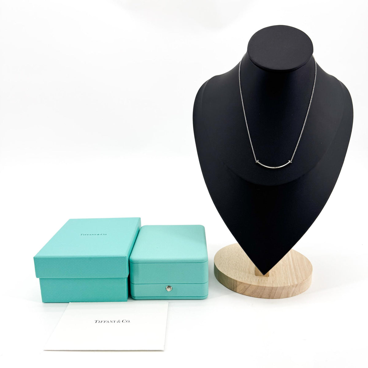 Tiffany & Co. T Smile Pendant 18K White Gold And Diamonds Silver White_Gold Necklace Jewelry (Pre-Owned)